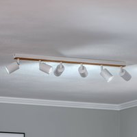 Envostar Tino downlight, 6-bulb, white/wood