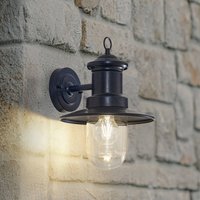 Lindby Eloretta wall light, black, steel, IP44, E27