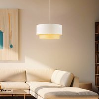 Boho-hængelampe, beige/træ, Ø 45 cm, tekstil/rattan