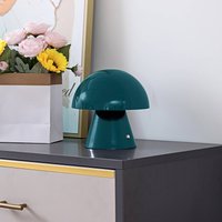 Lindby LED rechargeable table lamp Nevijo, petrol, Ø18cm, USB, dimmable