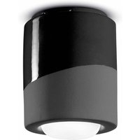 Ferroluce Plafonnier PI, cylindrique, Ø 12,5 cm noir