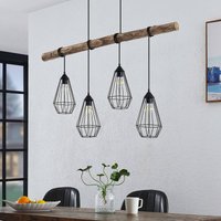 Lindby Hängeleuchte Eldarion, 116 cm, 4-flammig, Holz, E27