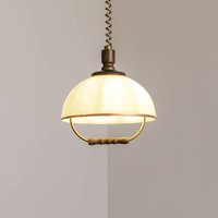 Lamkur Lighting Hänglampa Ilsa, vit/guld, Ø 30 cm, höjdjusterbar