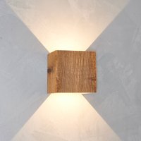 Applique d'extérieur LED LeuchtNatur Cubus, bois ancien