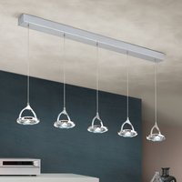 ORION Moon LED linear hanging light, 5-bulb, chrome