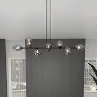 Euluna Glassy pendant light, 8-bulb, oval glass shades, graphite
