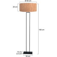 Steinhauer Lampadaire à éclairage indirect Stang, noir/marron, hauteur 160 cm, liège