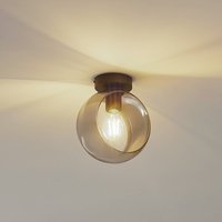 Lindby Roton taklampa, grå/svart, glas, Ø 20 cm