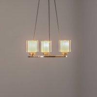 Lucea Ressa chandelier, Ø 44 cm, antique brass, 3-bulb.