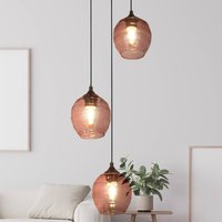 Searchlight Suspension Ojay, prune/noir, verre, à 3 lampes, E27