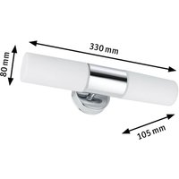 Paulmann Lenia wall lamp IP44 chrome/opal 2-bulb