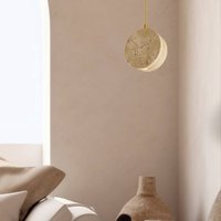 Zambelis LED pendant light 25336, beige, Ø 10 cm, natural stone