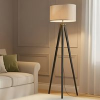 Lindby golvlampa Herry, svart, trä, stativ, 153 cm