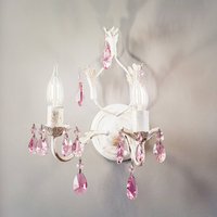 ONLI Kate wall light, 2-bulb, white, rose crystals