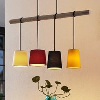 Lindby pendant light Hinai, black/red/yellow, textile, 116cm