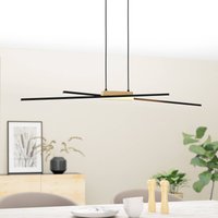 EGLO Panagria LED pendant light, black with wooden detail