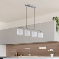 Reality Leuchten Tommy hängande lampa, nickel/vit, längd 75 cm, 4-lampig, tyg