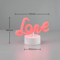 Reality Leuchten Amor LED table lamp, white, plastic, battery, USB