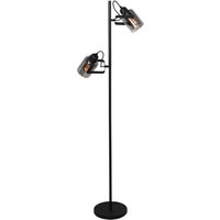 Freelight Golvlampa Fumoso, 2 lampor, höjd 143 cm, svart/rökgrå