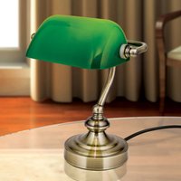 ORION Zora - banker’s table lamp, green glass lampshade