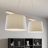 Lamkur Sweden hanging light, antique white/white, textile, wood, 2-bulb