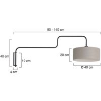 Steinhauer Applique murale Bloeba, noir boue Portée, 140 cm Chintz