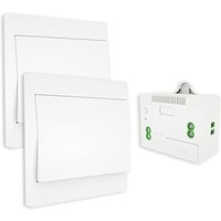MOES Wireless Light Switch Kit, Kinetic No Wiring No Battery Easy Installing, Outdoor Remote Control (2 RF and 1 Receiver) RF 1 Receiver 2 Switch
