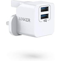 USB Plug, Anker PowerPort mini Dual Port USB Charger, Compact Wall Charger Cube, For iPhone 15/14/13/12/11 Pro Max, Galaxy S23/S22/Note20, HTC, LG, an