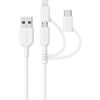 Anker PowerLine II 3-in-1 Cable, Lightning/Type C/Micro USB Cable for iPhone, iPad, Huawei, HTC, LG, Samsung Galaxy, Sony Xperia, Android Smartphones,
