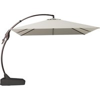 Grand patio Garden Parasol with Base Square 300 cm, Aluminium Cantilever Umbrella, 8 Ribs, Crank Lift Operating, Offset Umbrella for Pool, Garden, Out