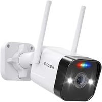 ZOSI 2.5K WiFi Security Camera with Person Vehicle Detection, 4MP CCTV Camera Outdoor Indoor, Home Surveillance Camera with Spotlight Siren, Color Nig