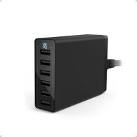 Anker PowerPort 60 W 6-Port Family-Sized Desktop USB Charger with PowerIQ Technology for Smartphones - Black, Compatible with iPhone 8 Plus