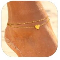 PROSTEEL Anklet for Women, Adjustable Waterproof Ankle Bracelets, Heart/Cuban/Figaro Foot Chain 316L Stainless Steel for Beach Summer with Gift Box 01