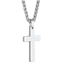 PROSTEEL Cross Necklace Mens, Cross Pendant with Adjustable Chain, Sliver Black Gold Plated Crucifix Necklace for Men 316L Stainless Steel Personalise