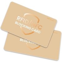 RFID Blocking Card 2 Pack, Bank Debit Credit Card Protector, Anti-Theft Contactless NFC Blocker, One Card Protect Entire Wallet (Golden, 2 Pack)