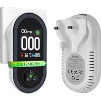 MOES Carbon Monoxide Detector with Temperature & Humidity Display - 85dB Alarm, 2" HD Screen, Manual-Rotate Display, UK Plug, High Precision CO Sensor