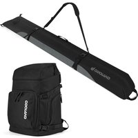 Odoland Ski Bag and Boot Bag Combo, Padded Ski Bags for Air Travel, Snow Ski Backpack Fit Ski Up to 200cm, Waterproof Double Bag for Storage, Transpor