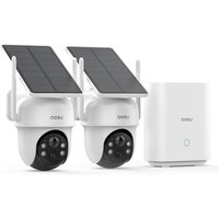 aosu 2K Security Cameras Outdoor Wireless, 2 Cam-Kit & aosuBase, No Subscriptions, 360° Panoramic PTZ, Solar Battery Home Security Cameras System, Au