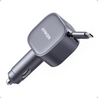 Anker USB C Car Charger, 75W Max Ultra-Compact Type-C Fast Car Charger with Built-In Retractable USB-C Cable, Car Adapter for iPhone 17/16/15 Series,