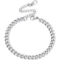 PROSTEEL Mens Cuban Chain Bracelet Silver, 3/6/9/12MM Width, 19/21CM Length, Strong 316L Stainless Steel (Send Gift Box) Silver-4.8mm 16+5 CM Length