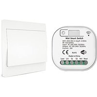 MOES Wireless Light Switch Kit, No Battery No Wiring No Capacitor No Hub Required, RF433 + WiFi Remote Control, 1 Gang Rocker Switch with Receiver Kit