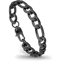 PROSTEEL Mens Bracelet - Stylish Flat Cuban Figaro Chain Wrist Link Bracelets Hypoallergenic 316L Stainless Steel Jewellery Silver/Gold Plated/Black 1