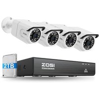 ZOSI 4K Ultra HD PoE Security Camera System, 4pcs 8MP Outdoor Indoor Surveillance CCTV Cameras, 100ft IR Night Vision, Person Face Vehicle Detection,