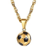 PROSTEEL Football Necklace Soccer Pendant with Adjustable Chain, Engraved Available Silver/Gold Plated 316L Stainless Steel Sports Jewellery for Men T