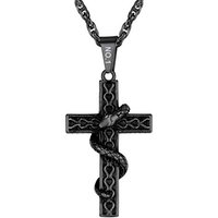 PROSTEEL Cross Necklace Snake/Ankh Pendant with Adjustable Chain 22-24 Inch, Crucifix Necklace for Men Personalised Engrave Available -With Gift Box E