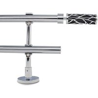 Gcurtain Double Curtain Pole 70-120cm, 19mm Diameter Adjustable Heavy Duty Metal Curtain Rod with Black Cylinder Finials, Includes Brackets & Fixings,