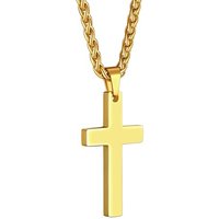 PROSTEEL Cross Necklace Mens, Cross Pendant with Adjustable Chain, Sliver Black Gold Plated Crucifix Necklace for Men 316L Stainless Steel Personalise
