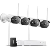 ZOSI WI-FI 6 Wireless CCTV Camera System, 4x 3.0MP Plug-in Outdoor Security IP Camerasï¼4K 8MP 8CH NVR with 64GB Local Storage, Color Night Vision, A