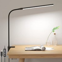 Lepro Desk Lamp Clamp, 460lm Eye-Caring Clip on LED Desk Light, 10 Levels Dimmable, USB Powered Bedside Lamp, 3 Modes Gooseneck Task Light for Nails,