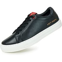 Mens Trainers Casual Walking Shoes Slip on Leather Low-Top Lace Up Tennis Gym Shoes Golf Sports Outdoor Sneakers 6 UK Black